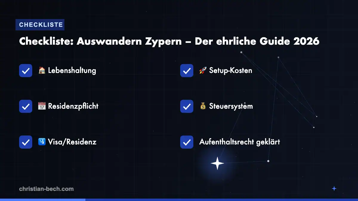 Auswandern Zypern – Der ehrliche Guide 2026: Checkliste