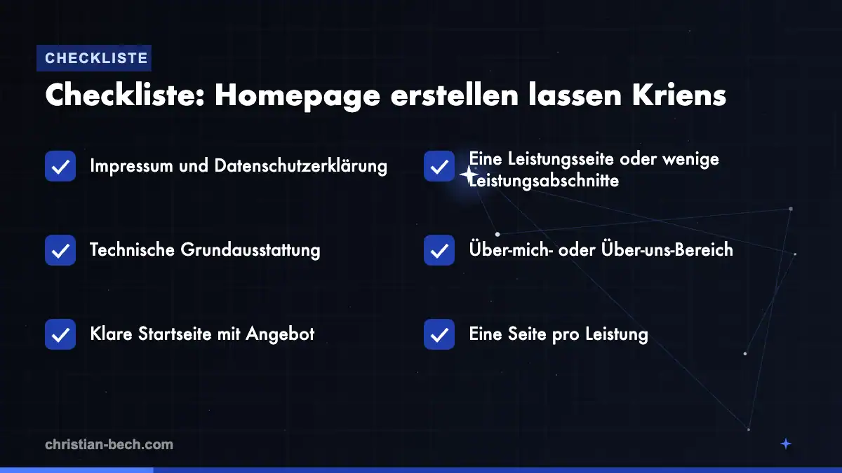 Homepage erstellen lassen Kriens: Checkliste
