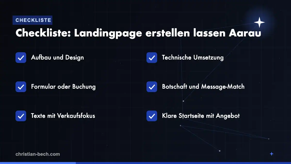 Landingpage erstellen lassen Aarau: Checkliste