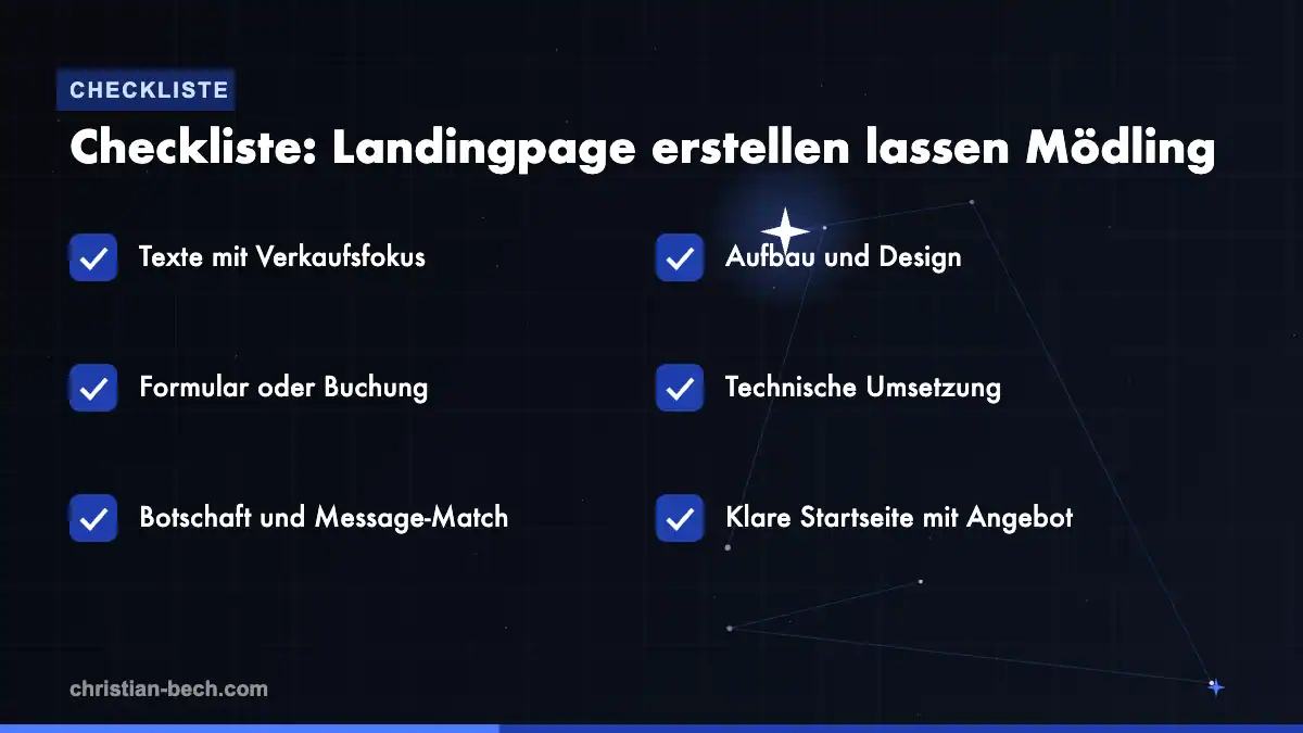 Landingpage erstellen lassen Mödling: Checkliste