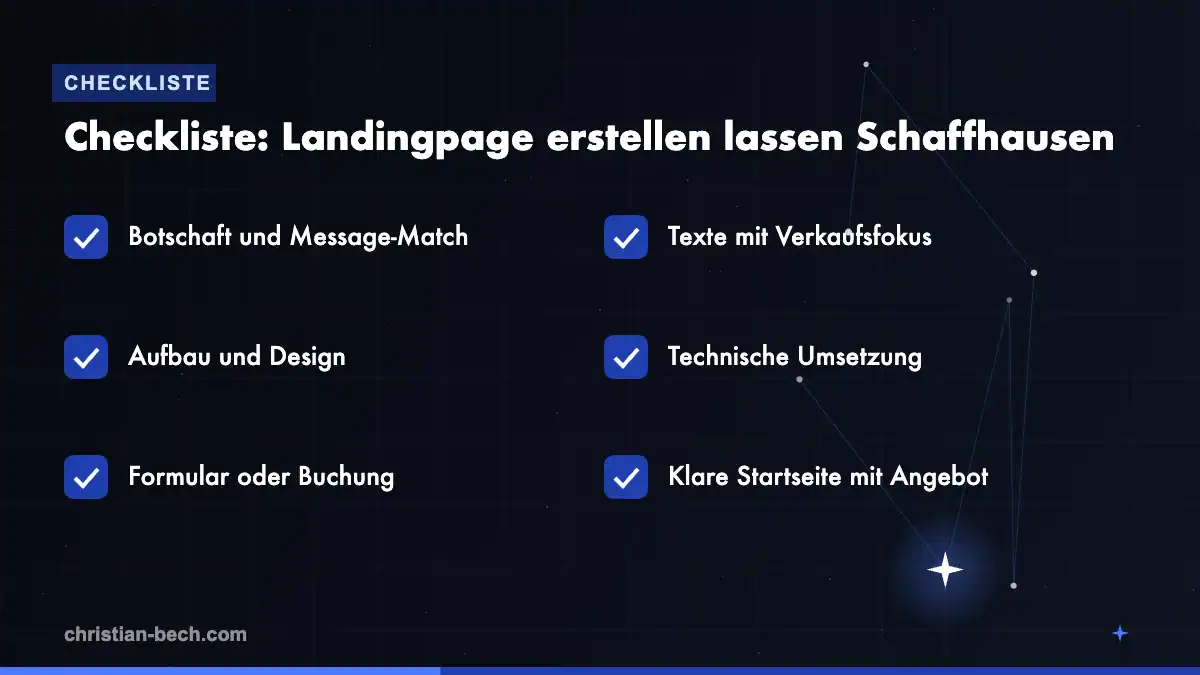 Landingpage erstellen lassen Schaffhausen: Checkliste