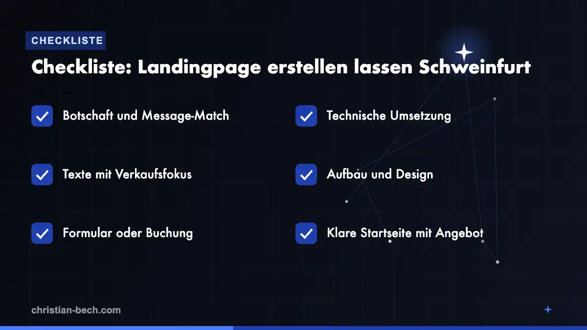 Landingpage erstellen lassen Schweinfurt: Checkliste