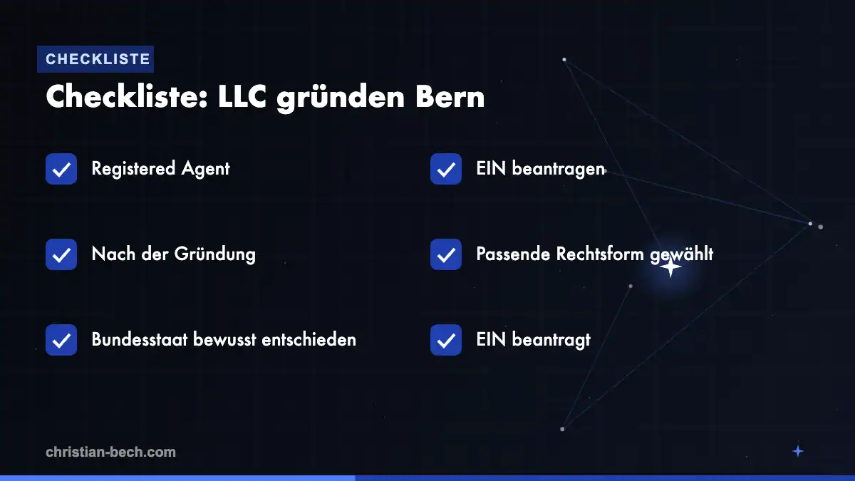 LLC gründen Bern: Checkliste