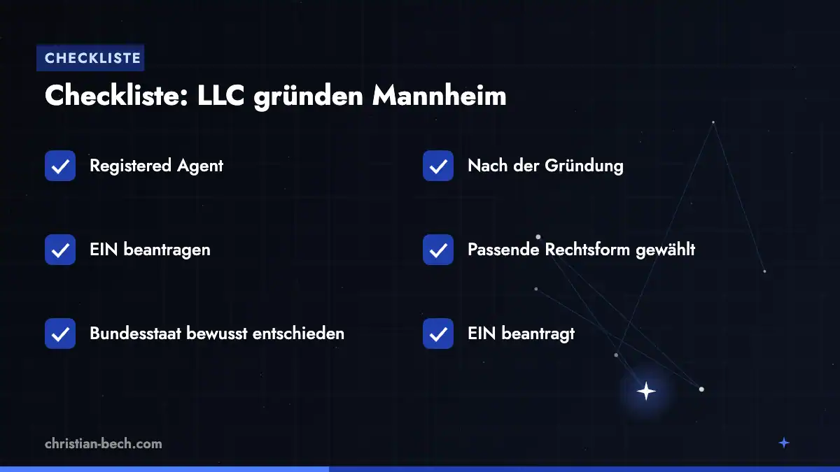 LLC gründen Mannheim: Checkliste