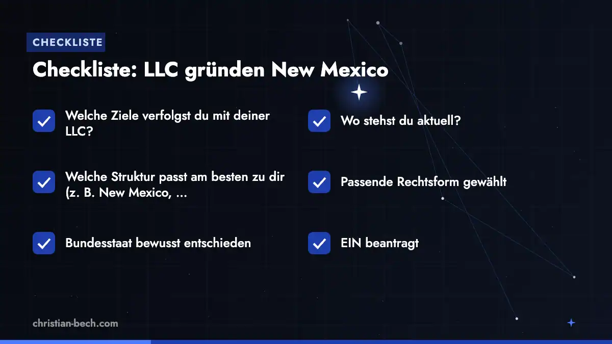 LLC gründen New Mexico: Checkliste