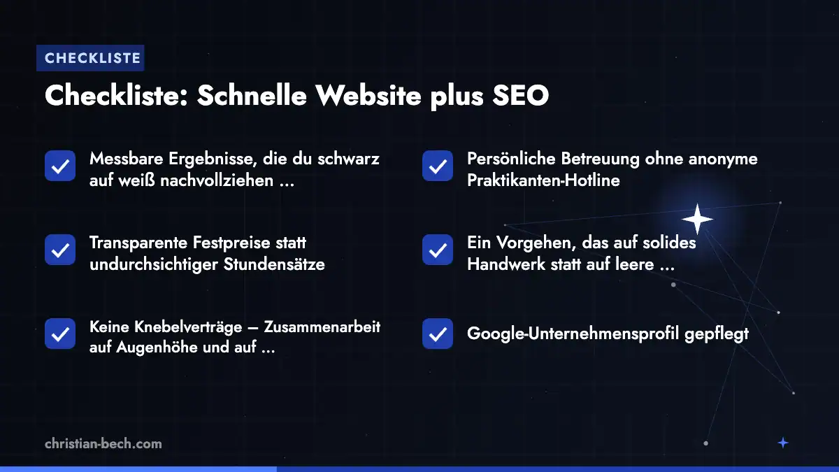 Schnelle Website plus SEO: Checkliste