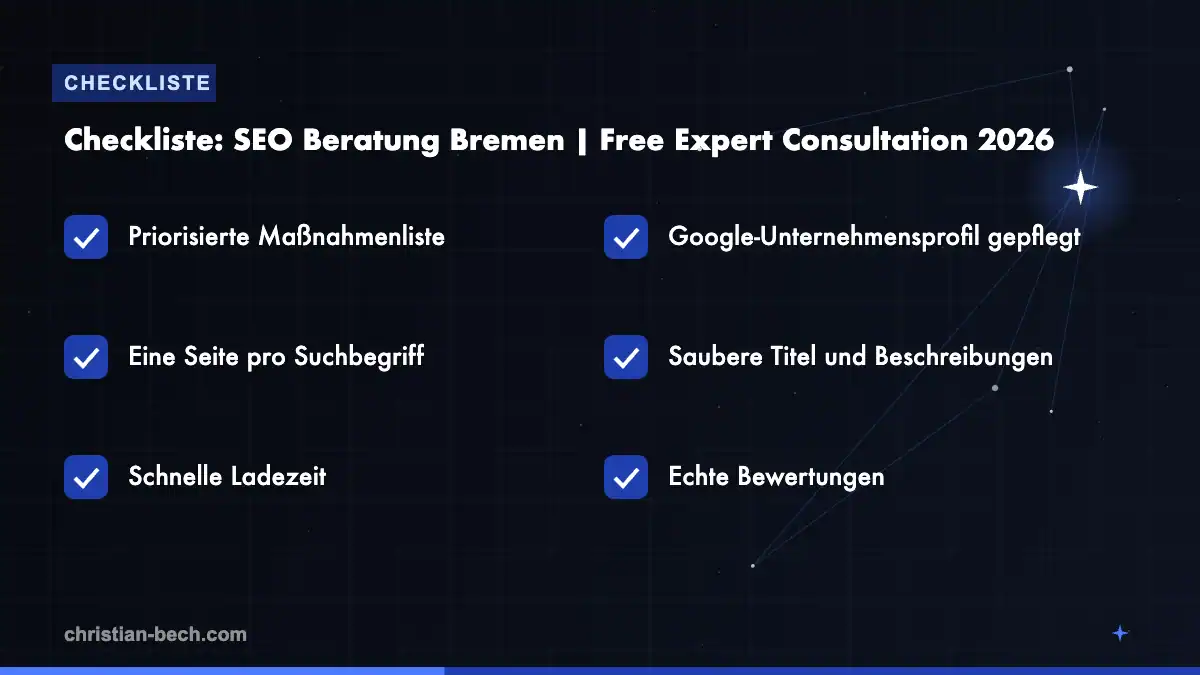 SEO Beratung Bremen | Free Expert Consultation 2026: Checkliste