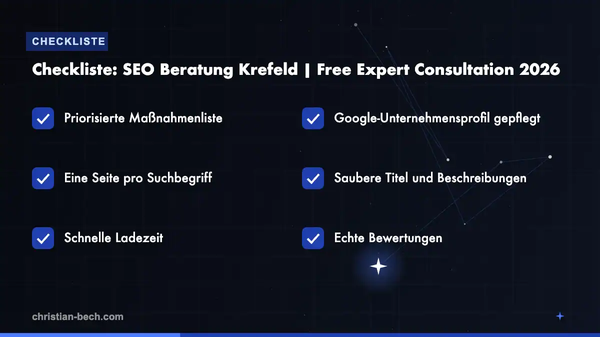SEO Beratung Krefeld | Free Expert Consultation 2026: Checkliste