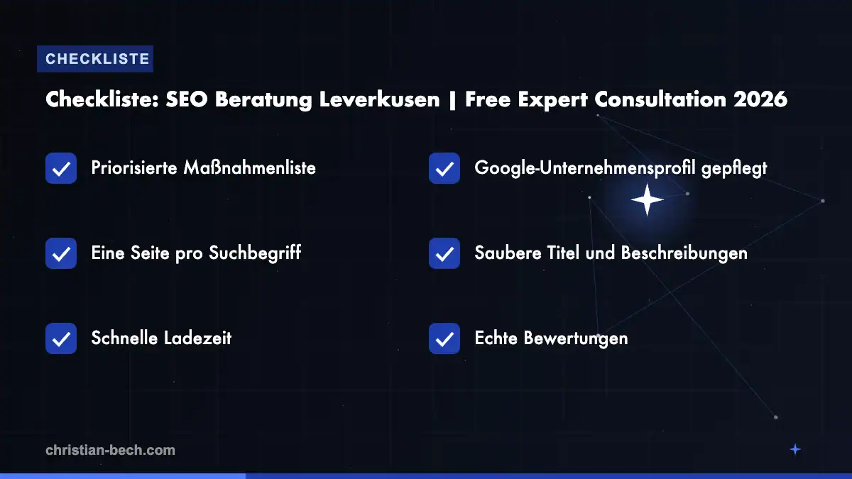 SEO Beratung Leverkusen | Free Expert Consultation 2026: Checkliste