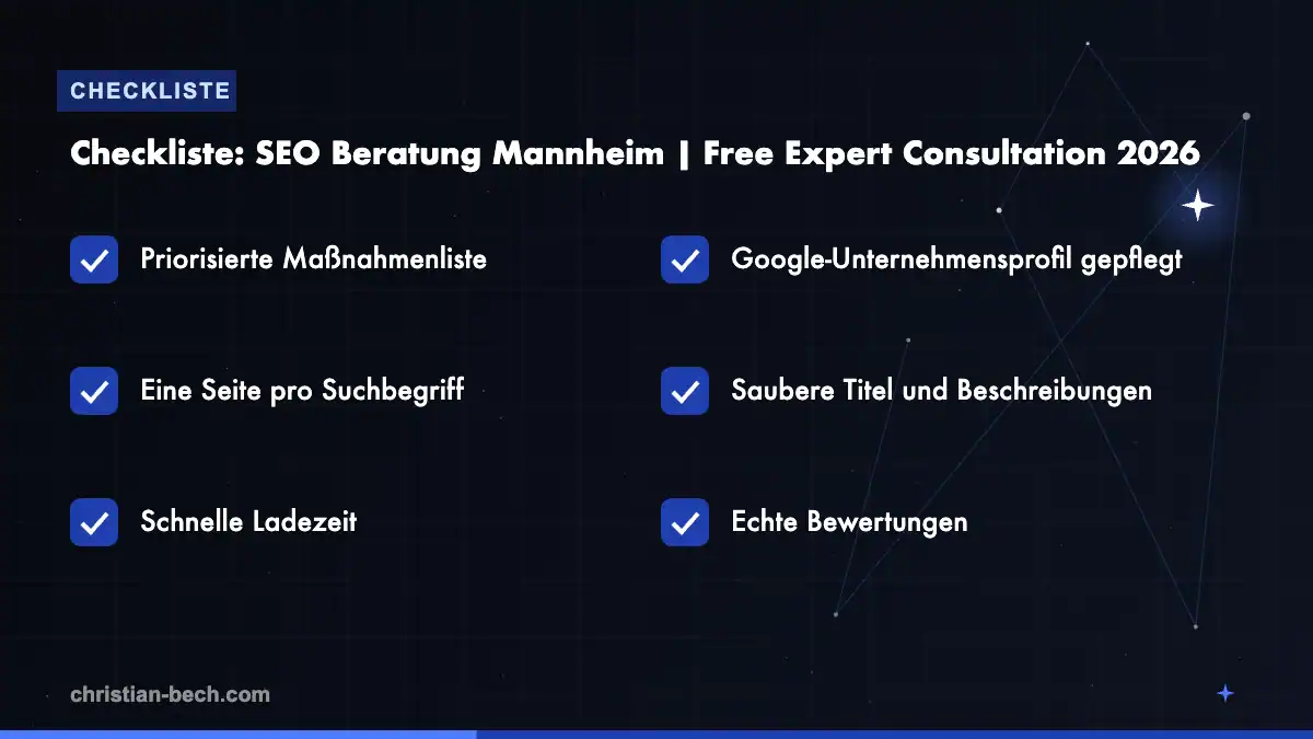 SEO Beratung Mannheim | Free Expert Consultation 2026: Checkliste