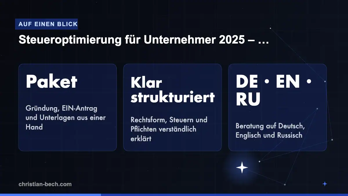 Steueroptimierung für Unternehmer 2025 – Legal Steuern sparen: Fakten und Markt