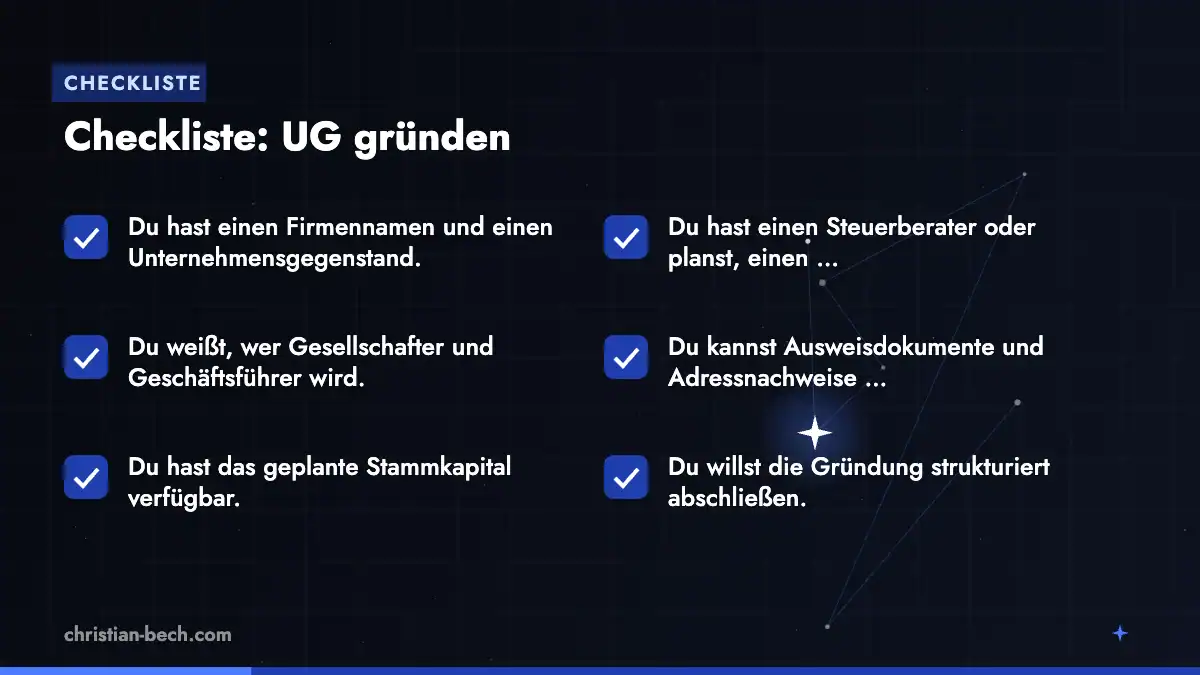 UG gründen: Checkliste