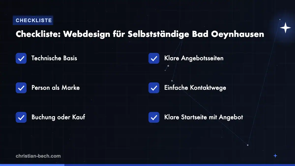 Webdesign für Selbstständige Bad Oeynhausen: Checkliste