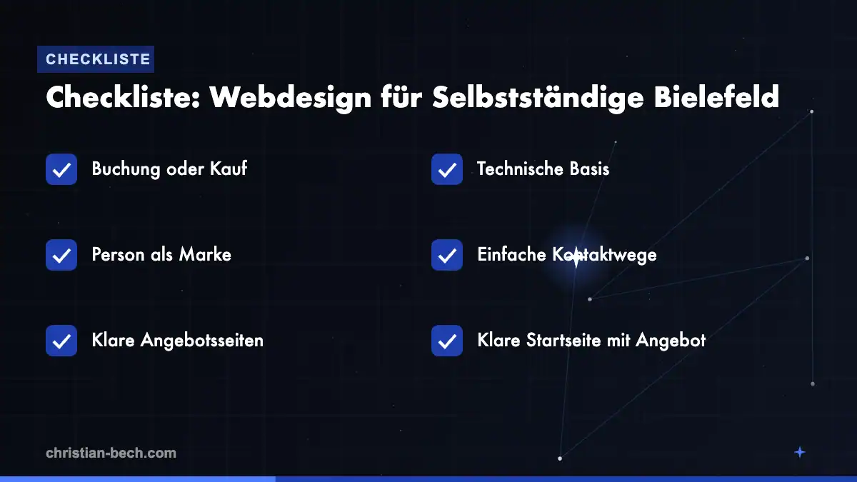 Webdesign für Selbstständige Bielefeld: Checkliste