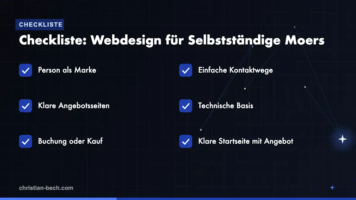 Webdesign für Selbstständige Moers: Checkliste