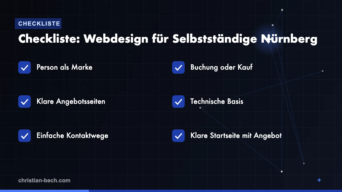 Webdesign für Selbstständige Nürnberg: Checkliste