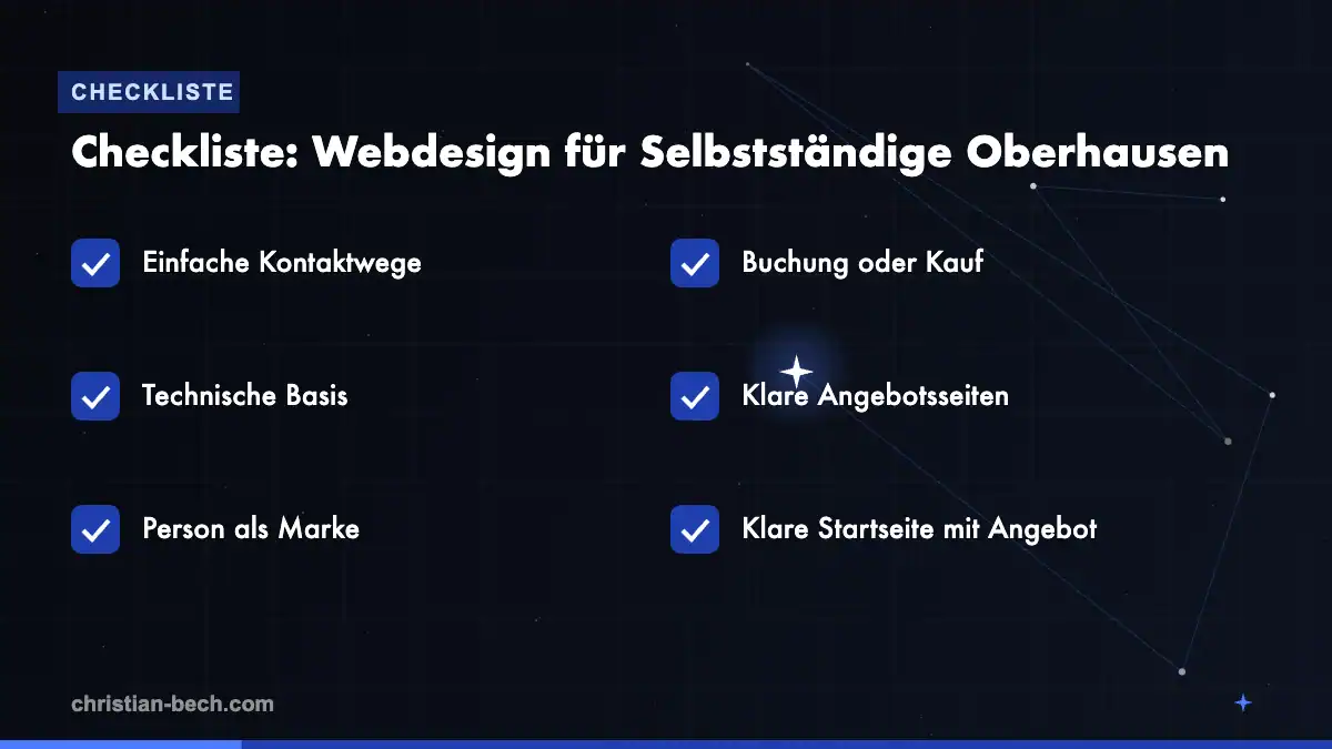 Webdesign für Selbstständige Oberhausen: Checkliste