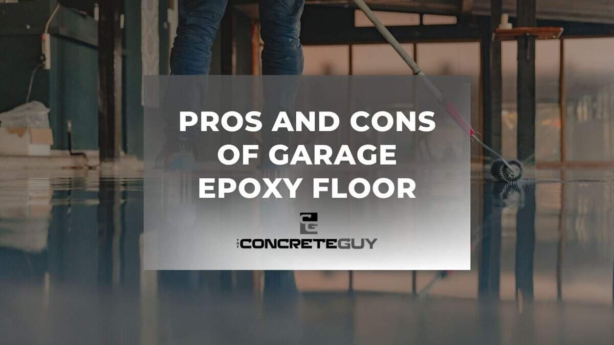 "Professional application of garage epoxy floor by concrete contractor, highlighting pros and cons for durable and aesthetic flooring solutions."