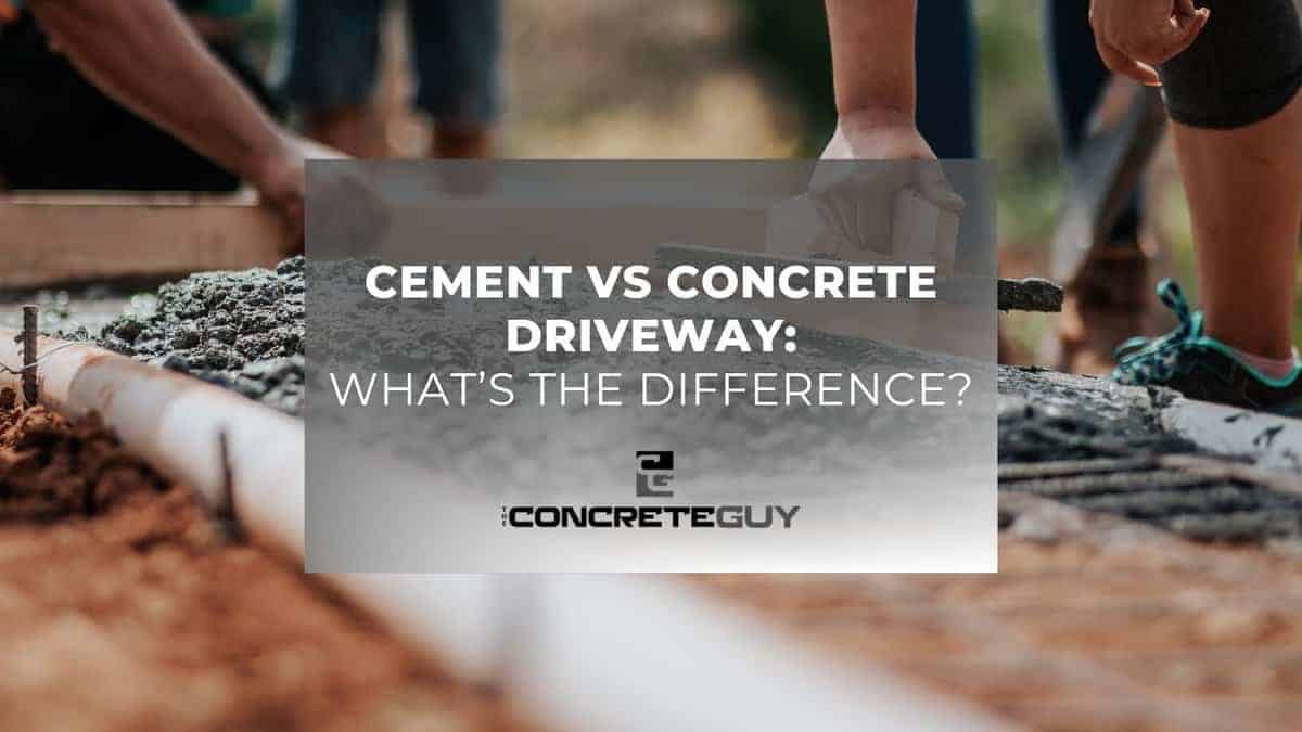 "Concrete contractors working on driveway installation, highlighting the difference between cement and concrete for residential projects in Minnesota."