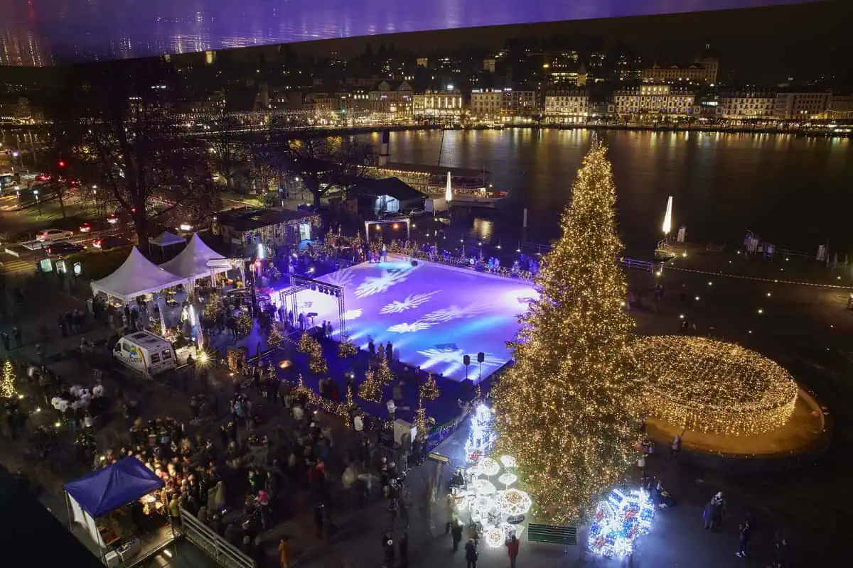 Christmas in Luzern Switzerland: Ice skating