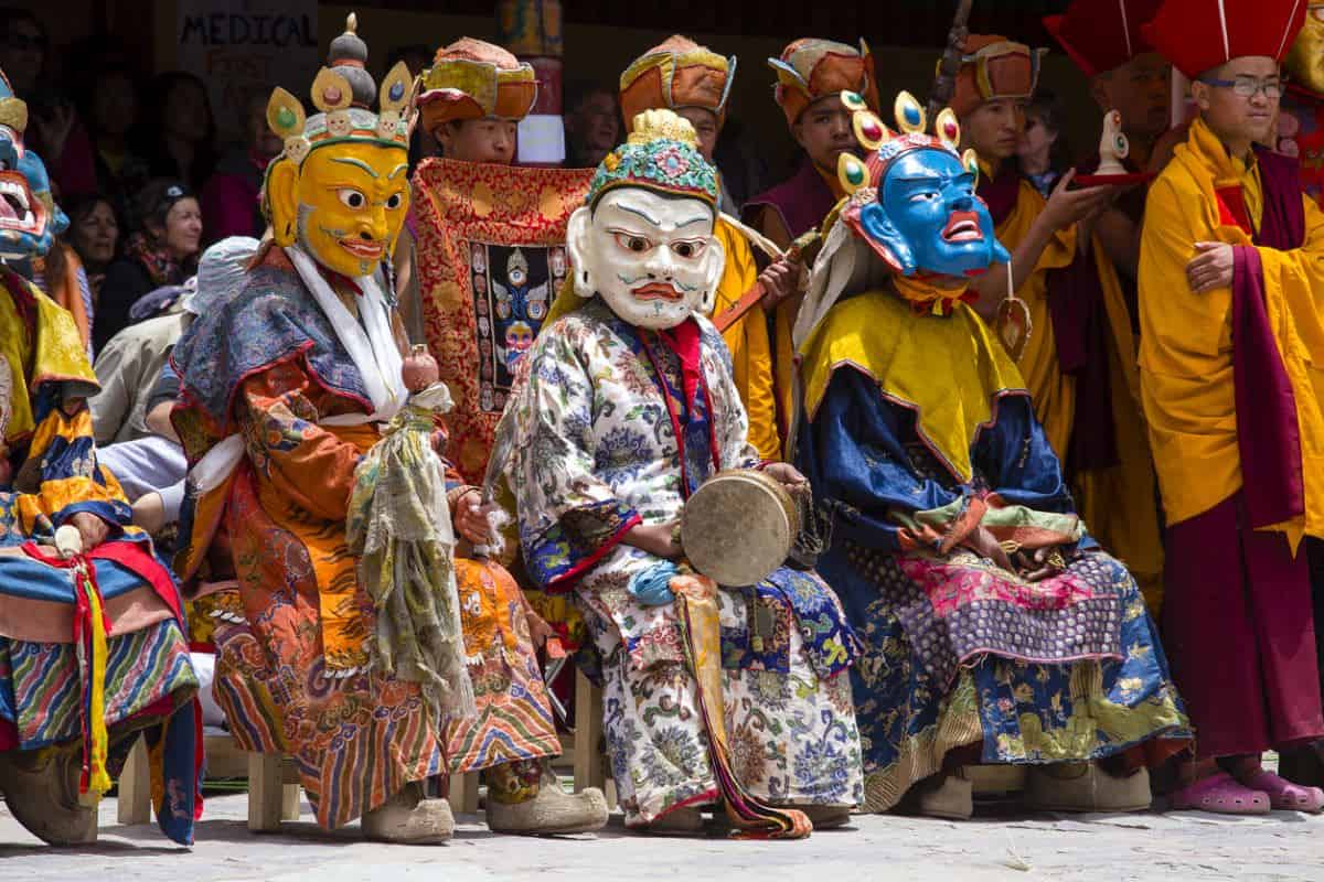 Best Group Folk Dances in Indian States 6 Tibetan lamas dressed for mask dance at Hemis Gompa, Ladakh India