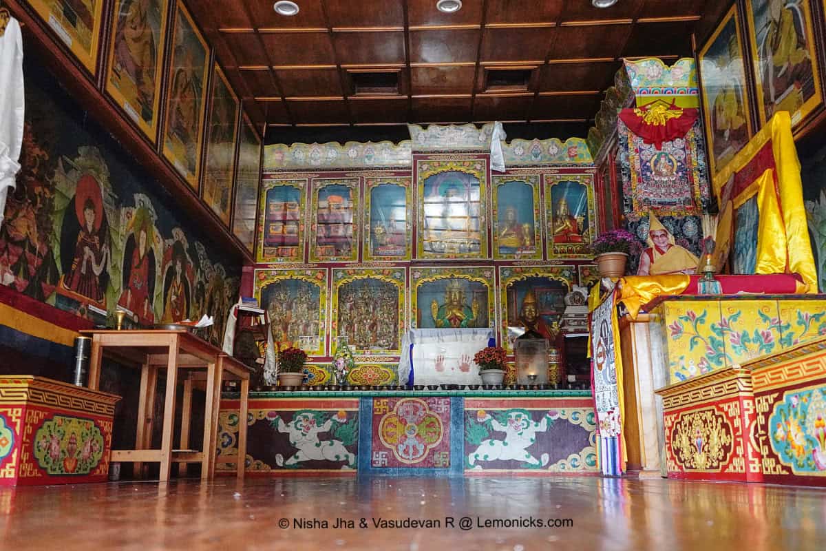 The prayer room at Ugyenling Gompa