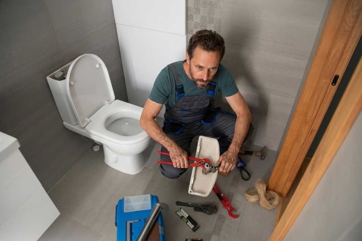 idraulico ripara il wc