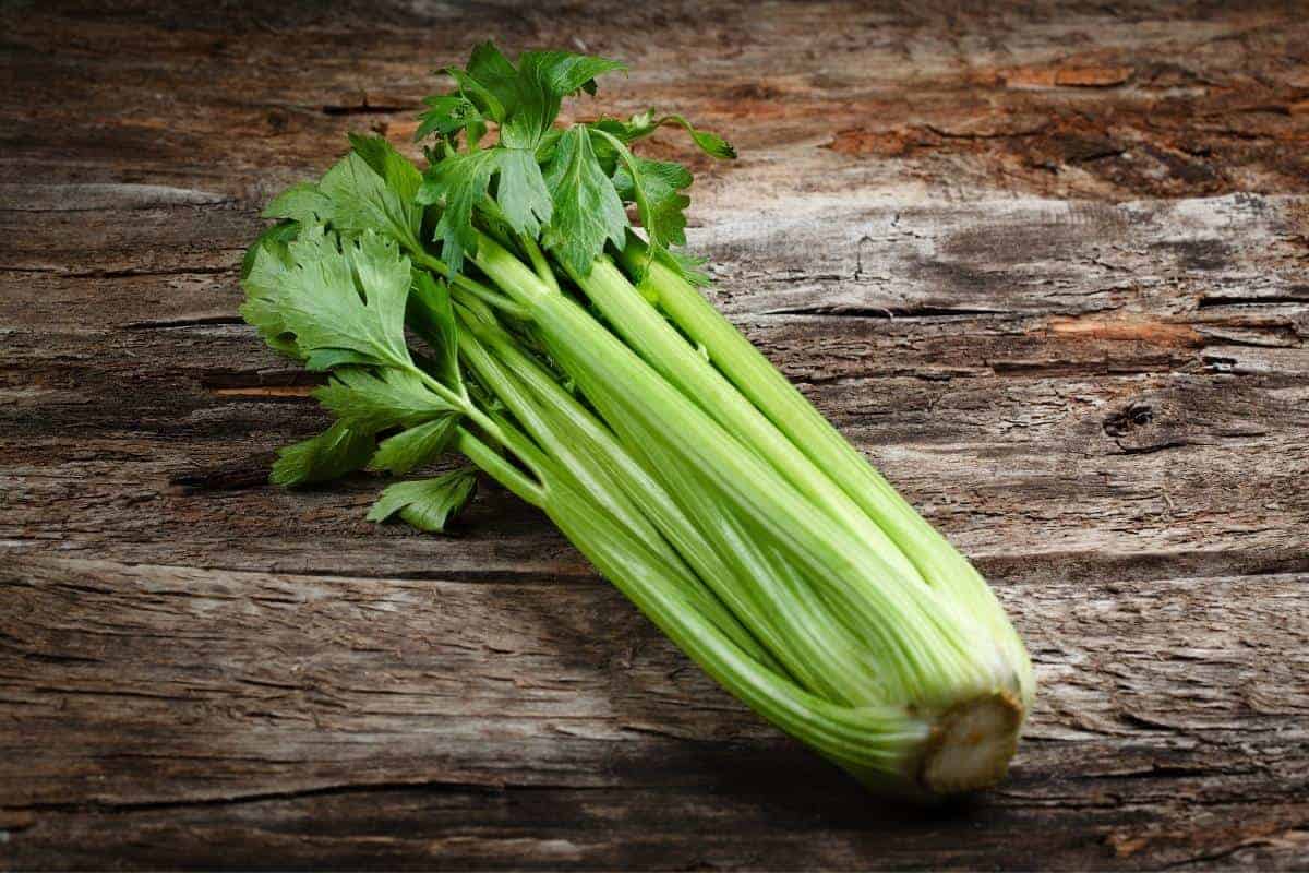 Celery on a wooden table
