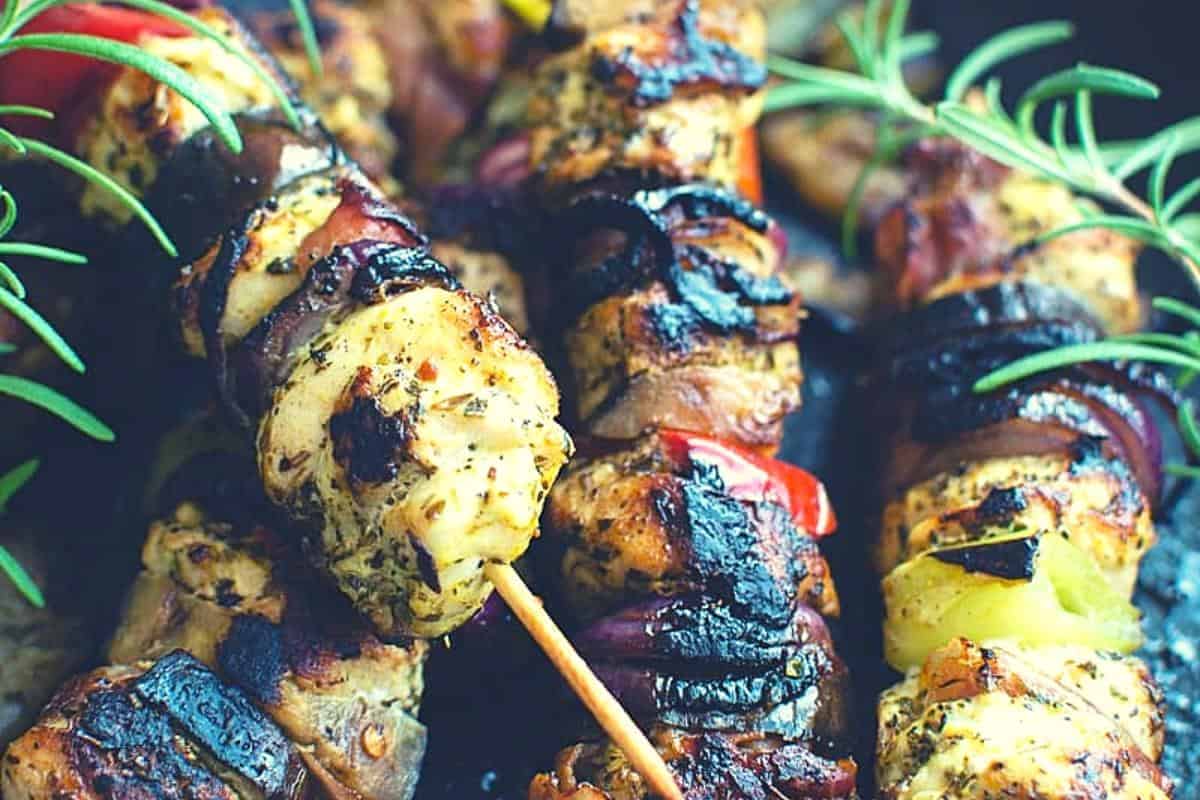 Chicken lemon garlic kebabs