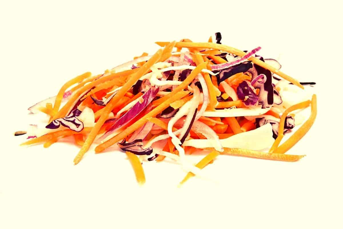 Shredded carrots and cabbage
