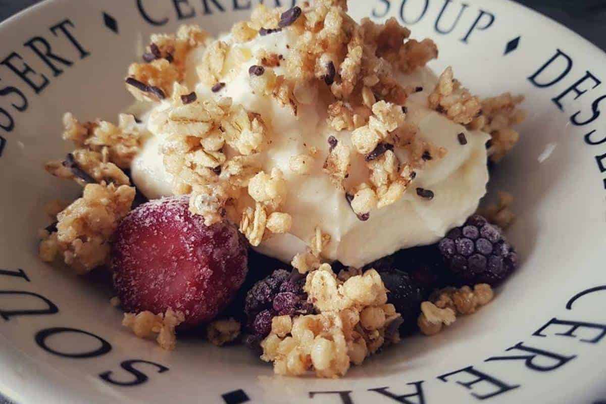 Deconstructed frozen berry cheesecake