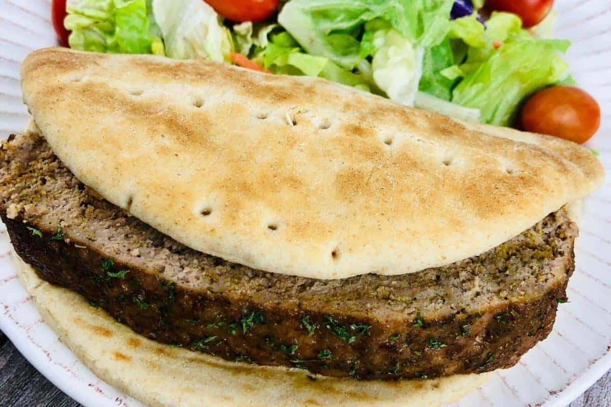 doner kebab in bread with salad