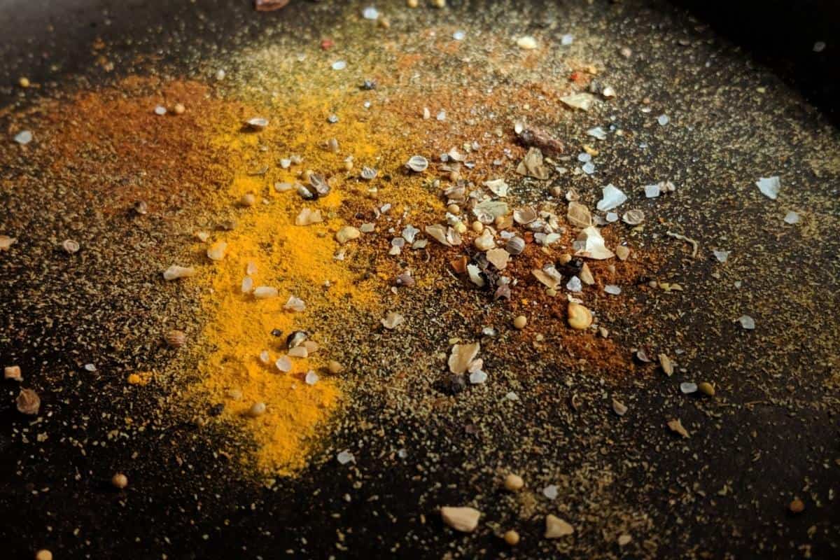 frying pan with spices