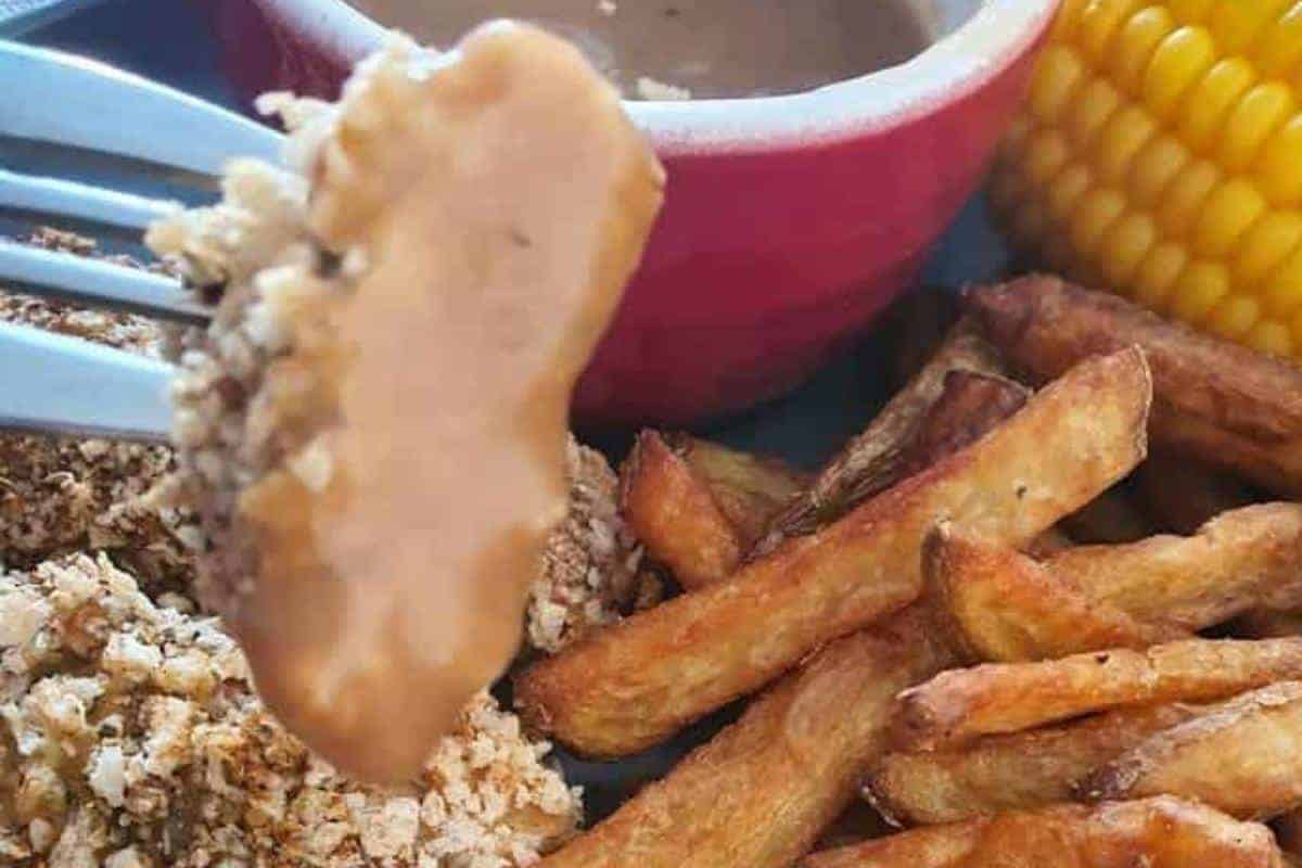 kfc chicken on a fork