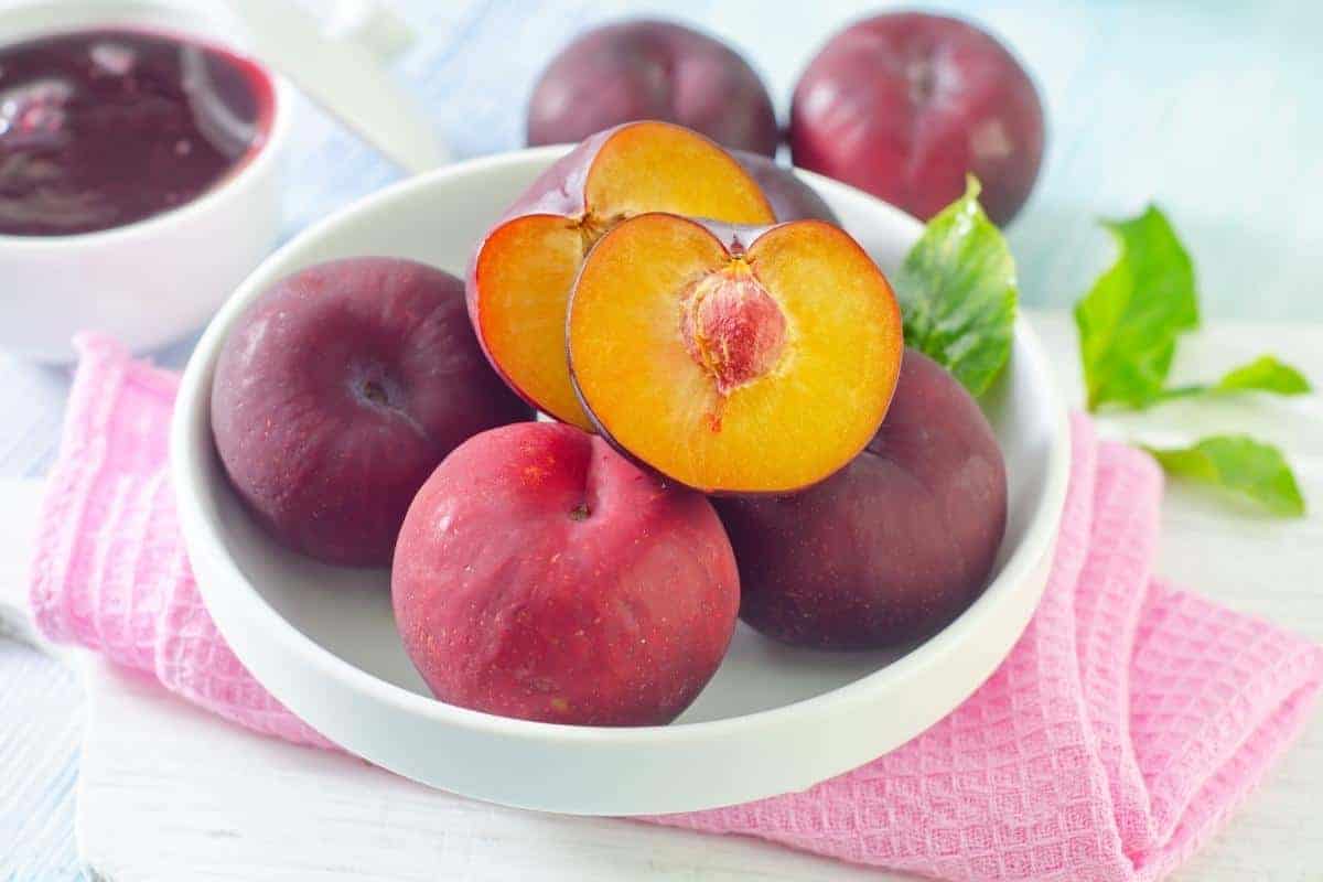 bowl of fresh plums