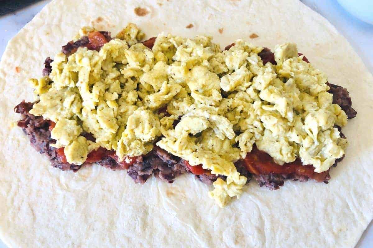 scrambled eggs in a burrito