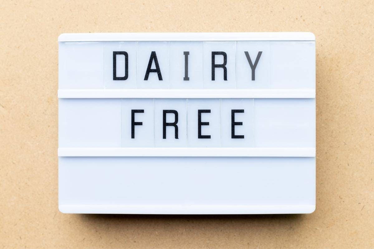 dairy free written on a light box