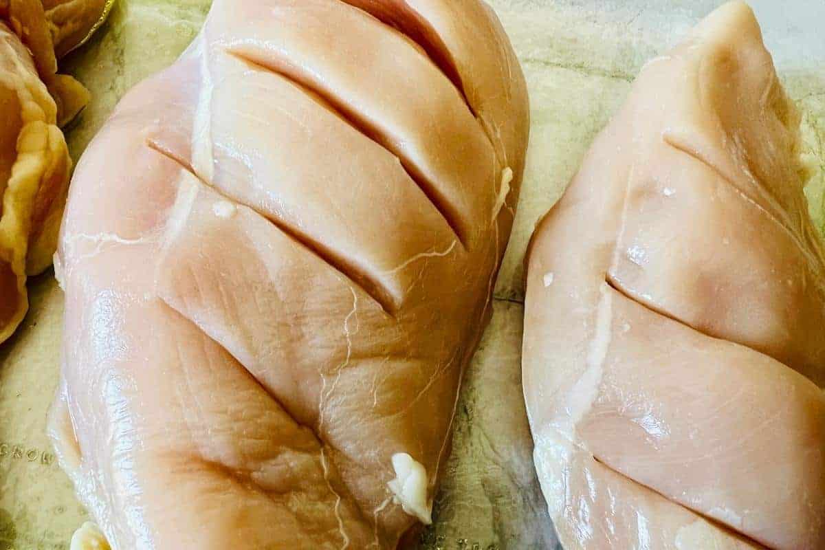 chicken breasts with slits in