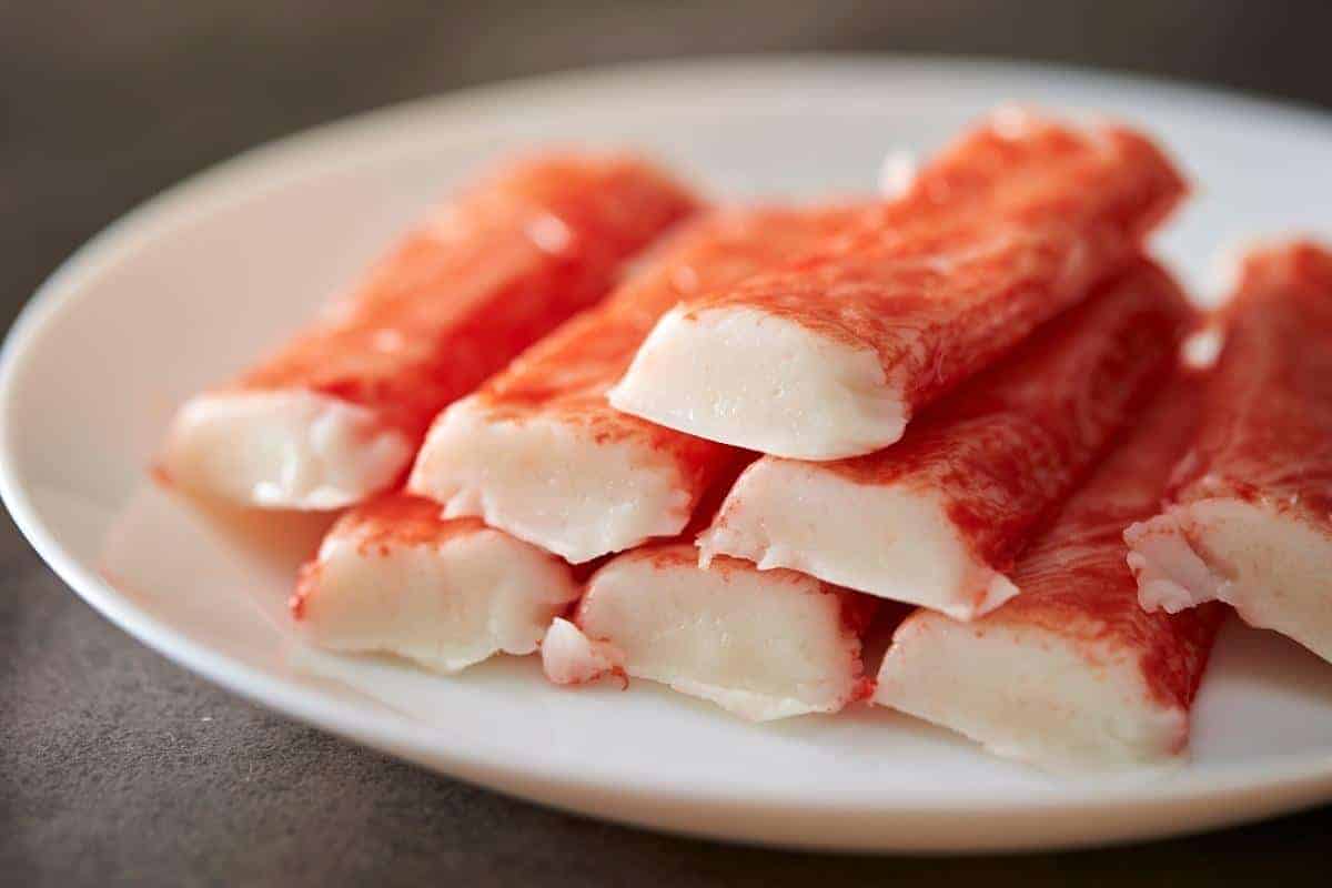 a plate of crab sticks
