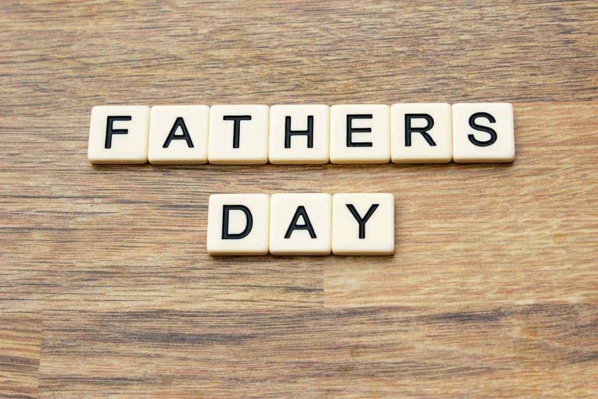 Fathers day written in scrabble letters.
