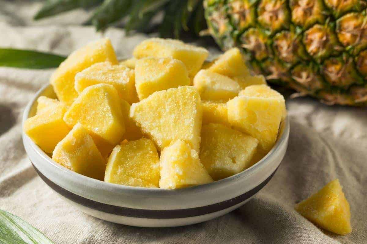 a bowl of pineapple chunks