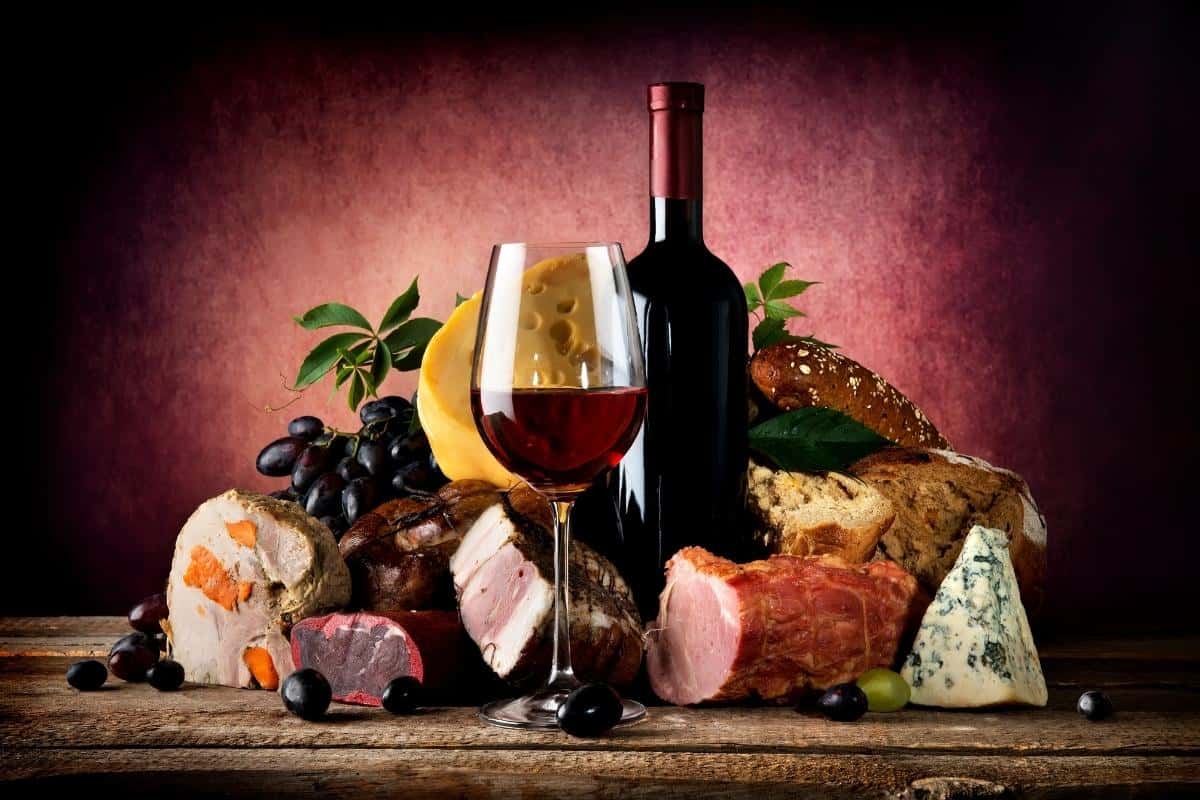 wine and meats and cheese