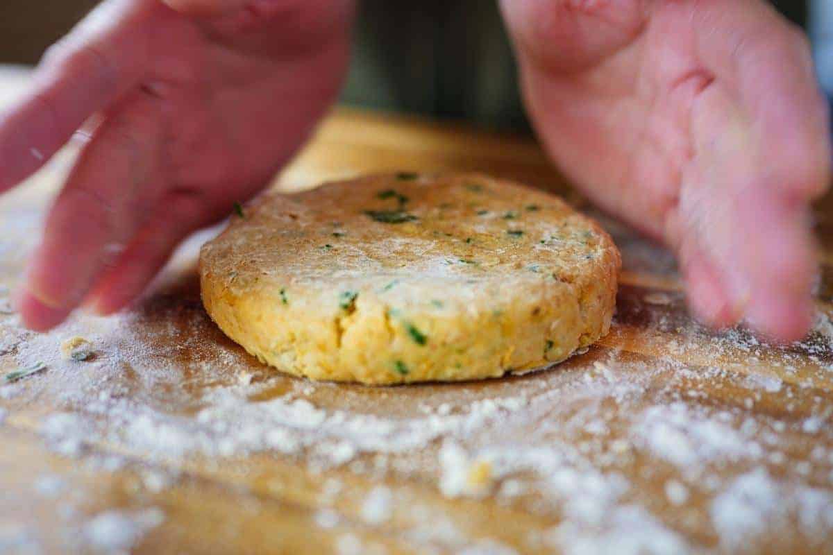 uncooked butter bean veggie burger.