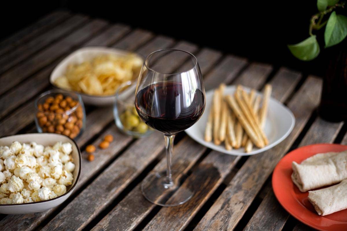 wine with snacks