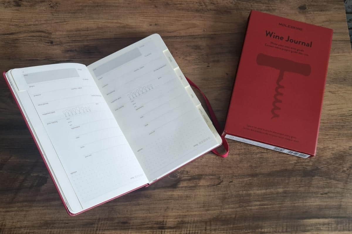 a wine journal on a table