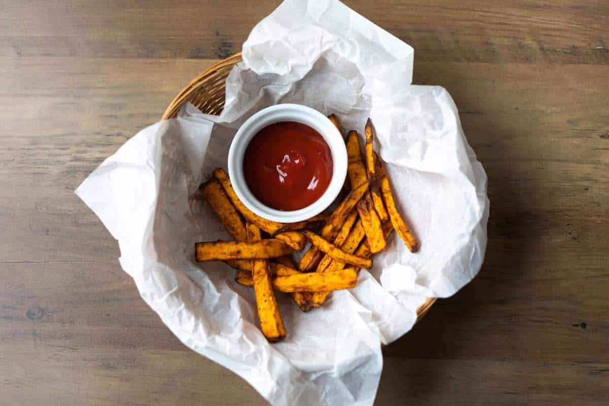 sweet potato fries in a basket