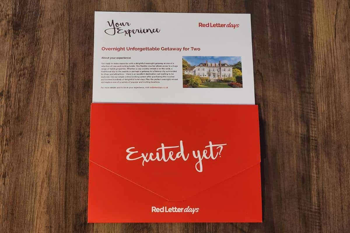 voucher for a hotel experience
