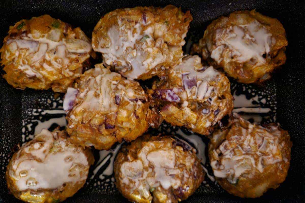 onion bhajis half cooked in air fryer
