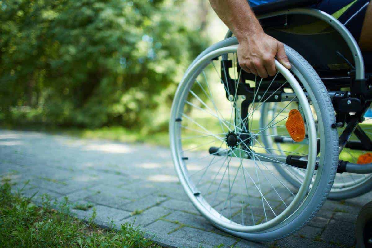 wheelchair on a path outside