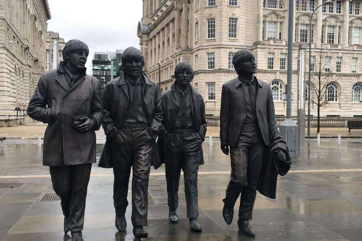 The Beatles statues in Liverpool.